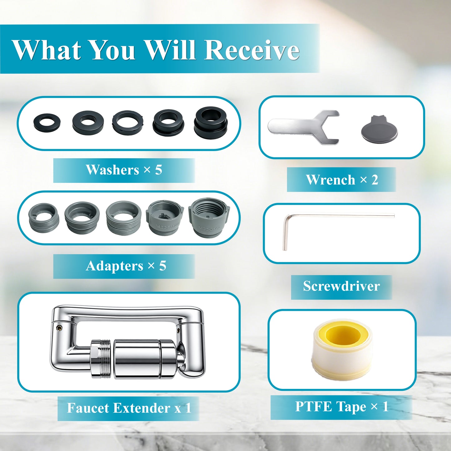 punada Faucet Extender, 1440° Swivel Faucet Aerator with 2 Flow Modes, Rotatable Multifunctional Sink and Kitchen Spray Attachment, Universal U-Shaped Faucet Extender for Bathroom and Kitchen Use