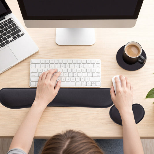 punada Keyboard Wrist Rest, Ergonomic Memory Foam Wrist Rest and Mouse Pad Set with Cup Coaster, Comfortable Stable Grip, Wrist Rest for Computer Keyboard for Typing, Gaming, Office, and Home