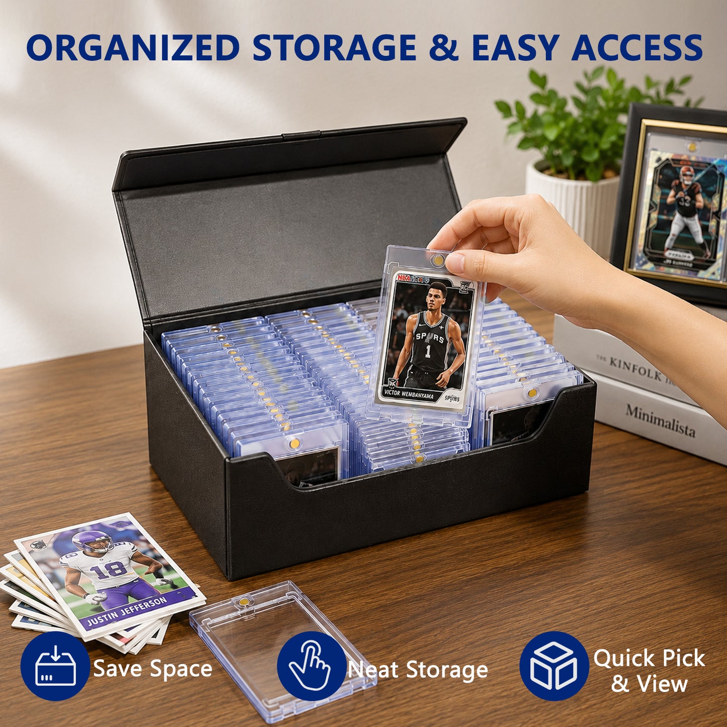 punada 22 Pack Magnetic Card Holder, 35pt Trading Card Case with UV Protection & Waterproof Hard Plastic Display Protector for Sports, Baseball, Football and Game Cards