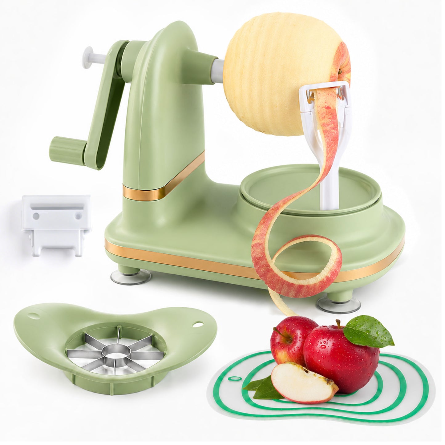 punada Apple Peeler with Stainless Steel Spare Blade, Apple Peeler Corer with Powerful Suction Base for Home Making Apple Sauce and Pie (Green)