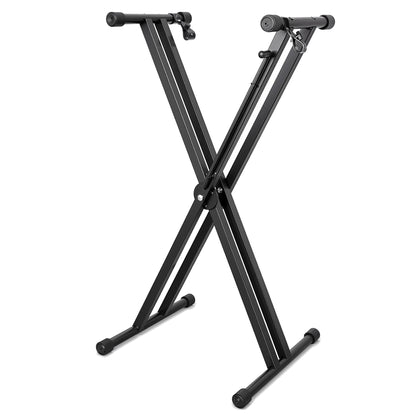 punada Keyboard Stand, Heavy Duty Double-X Piano Stand, Adjustable 6-Level Height, Foldable Steel Keyboard Stand with Safety Straps, Fits 54–88 Key Digital Keyboards & Electric Pianos
