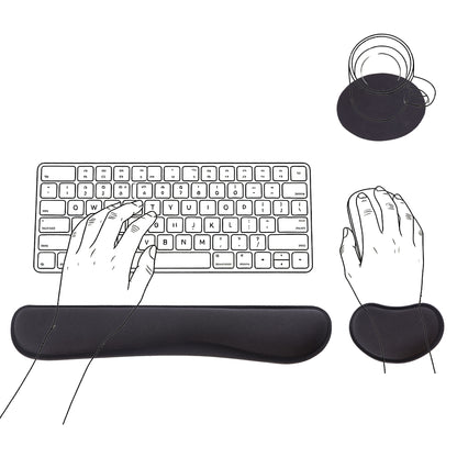 punada Keyboard Wrist Rest, Ergonomic Memory Foam Wrist Rest and Mouse Pad Set with Cup Coaster, Comfortable Stable Grip, Wrist Rest for Computer Keyboard for Typing, Gaming, Office, and Home