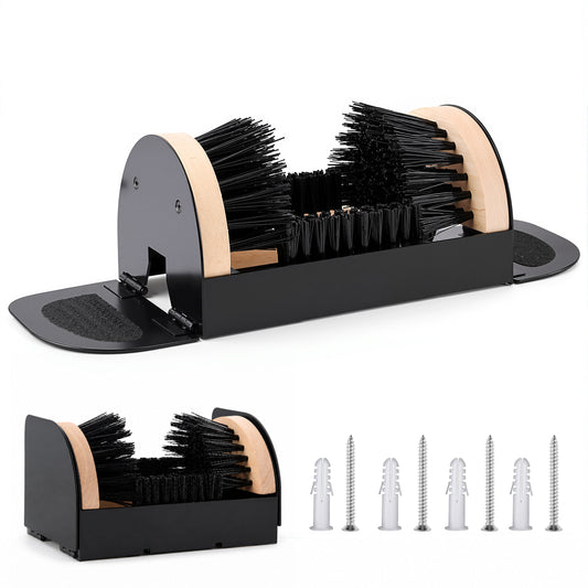 punada Boot Brush Scraper, Heavy Duty Outdoor Boot Scrubber with Pedal, Mountable Shoe Cleaner for Mud, Dirt & Snow, Garage, Porch, Farm, Black