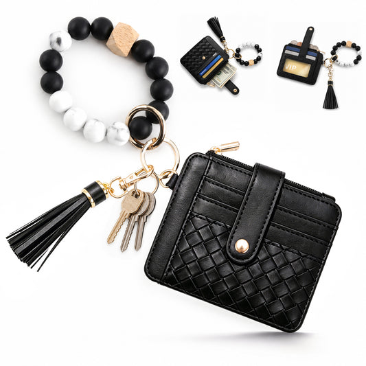 punada Wristlet Keychain Wallet for Women, Slim Credit Card Holder with Key Ring, ID Window, Zipper Coin Pocket, Multiple Card Slots & Wrist Strap for Daily Carry