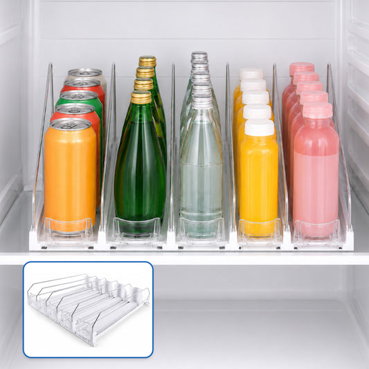 punada Drink Organizer for Fridge, Automatic Pusher Glide Soda Can Organizer for Refrigerator, 5 Rows Fridge Drink Organizer, Adjustable Width-Holds up to 25 Cans,White