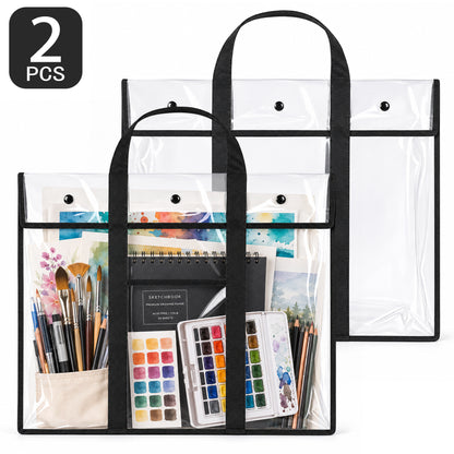 punada 2 Pack Large Art Portfolio Bag, 30.31 x 24.4 Inch Poster Storage Bag with Handle and Pocket for Artwork, Anchor Charts & Classroom Organization