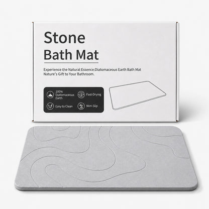 punada Stone Bath Mat, Quick-Dry Non-Slip Diatomaceous Earth Bath Mat, Super Absorbent Stone Shower Mat for Bathroom Floor, Easy to Clean, 23.6 x 15.4 Inch Grey