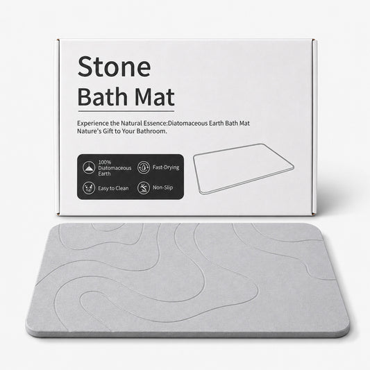 punada Stone Bath Mat, Quick-Dry Non-Slip Diatomaceous Earth Bath Mat, Super Absorbent Stone Shower Mat for Bathroom Floor, Easy to Clean, 23.6 x 15.4 Inch Grey