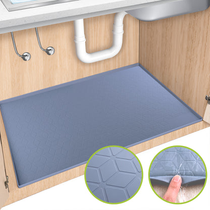 punada Under Sink Mat, 34" x 22" Waterproof Silicone Kitchen Sink Cabinet Protector, Shelf Liner for Kitchen and Bathroom, Leak-Proof Drip Tray, Kitchen Organizer Storage Mat, Gray