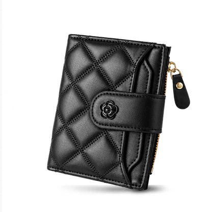 punada Women Bifold Wallet, PU Leather Slim Credit Card Holder with Zipper Coin Pocket, ID Window & Multiple Card Slots, Compact Daily Purse