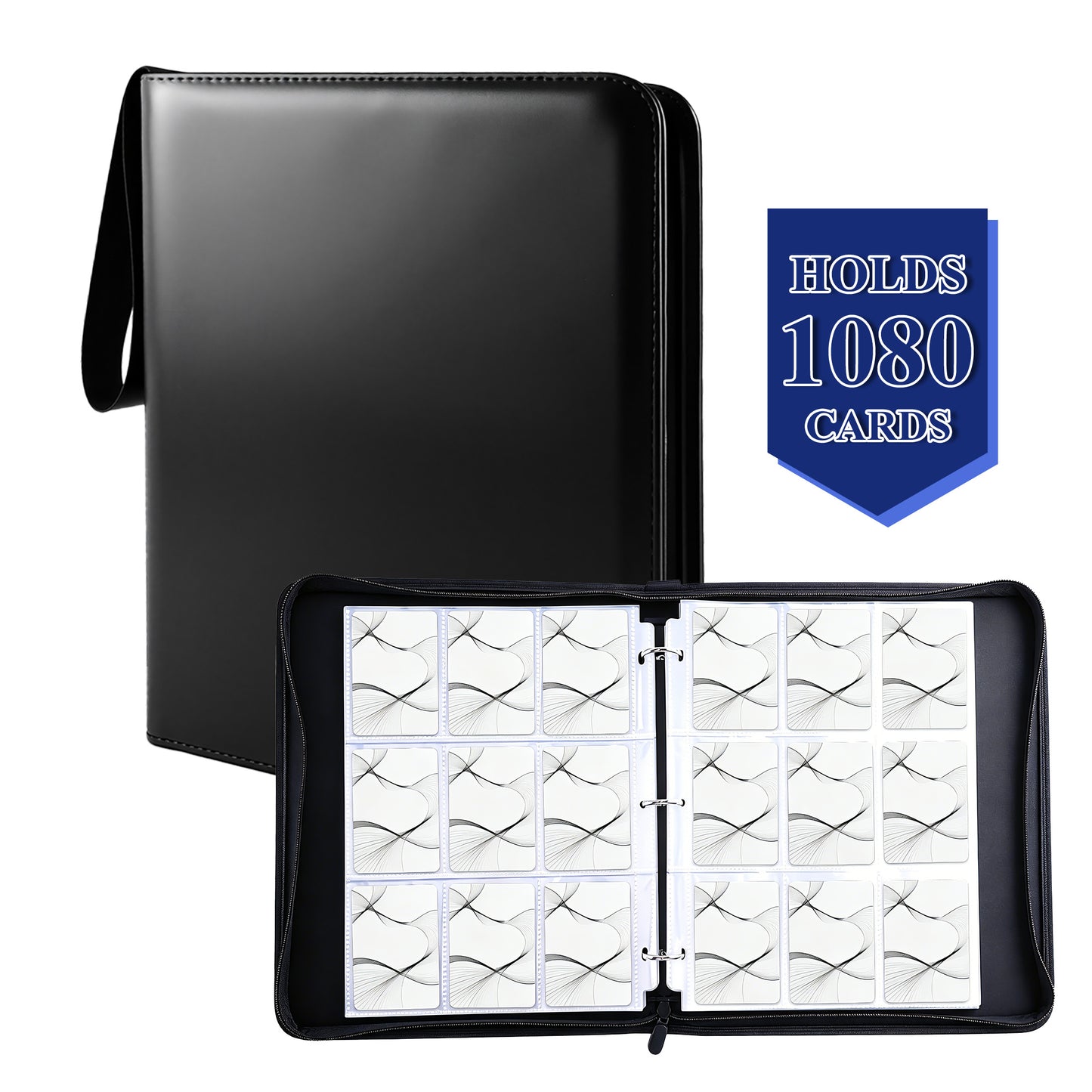 punada Card Binder, Trading Card Binder 1080 Pockets, Premium PU Collector Card Binder with Zipper Closure, Acid-Free Top Loading Pages, Water-Resistant Storage Album for Sports & Gaming Cards