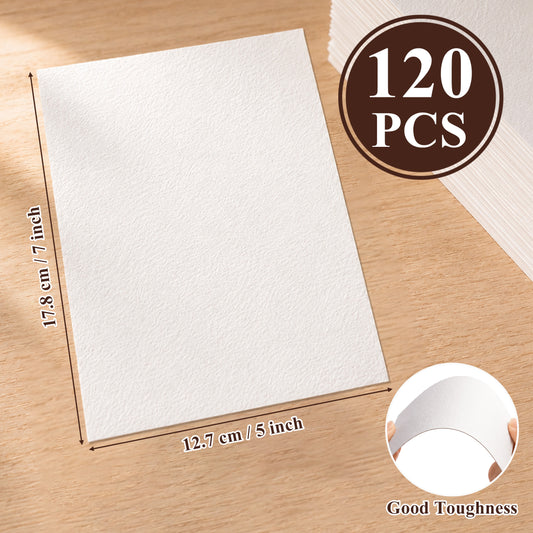 punada 120 Sheets Watercolor Paper Bulk 5 x 7 inch, 140lb/300g Cold Press Thick Water Color Cotton Paper for Watercolorist Beginning Practice Artists, White Art Paper for Drawing Painting