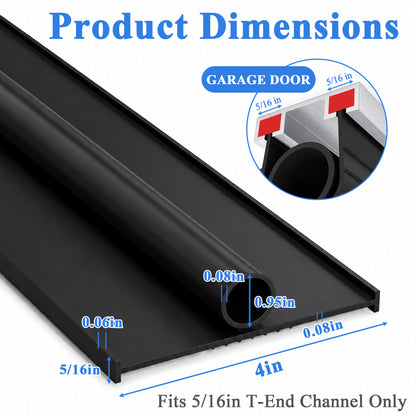 punada Garage Door Seal 10ft Bottom Rubber, PVC Weather Stripping Replacement with 5/16" T-End U+O Ring, Weatherproof Garage Door Seal, Blocks Drafts, Dust & Noise, Easy Install