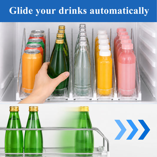 punada Drink Organizer for Fridge, Automatic Pusher Glide Soda Can Organizer for Refrigerator, 5 Rows Fridge Drink Organizer, Adjustable Width-Holds up to 25 Cans,White