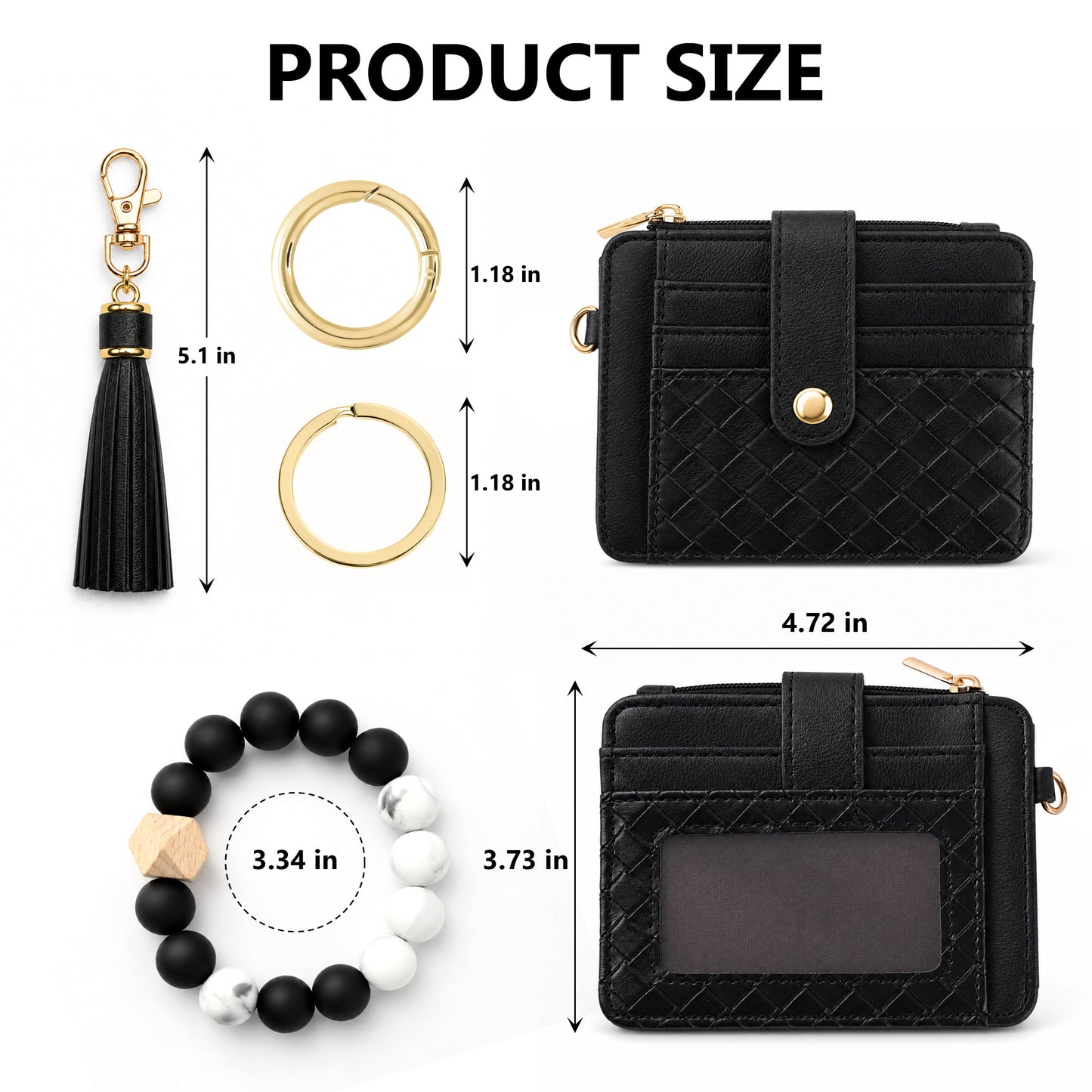 punada Wristlet Keychain Wallet for Women, Slim Credit Card Holder with Key Ring, ID Window, Zipper Coin Pocket, Multiple Card Slots & Wrist Strap for Daily Carry