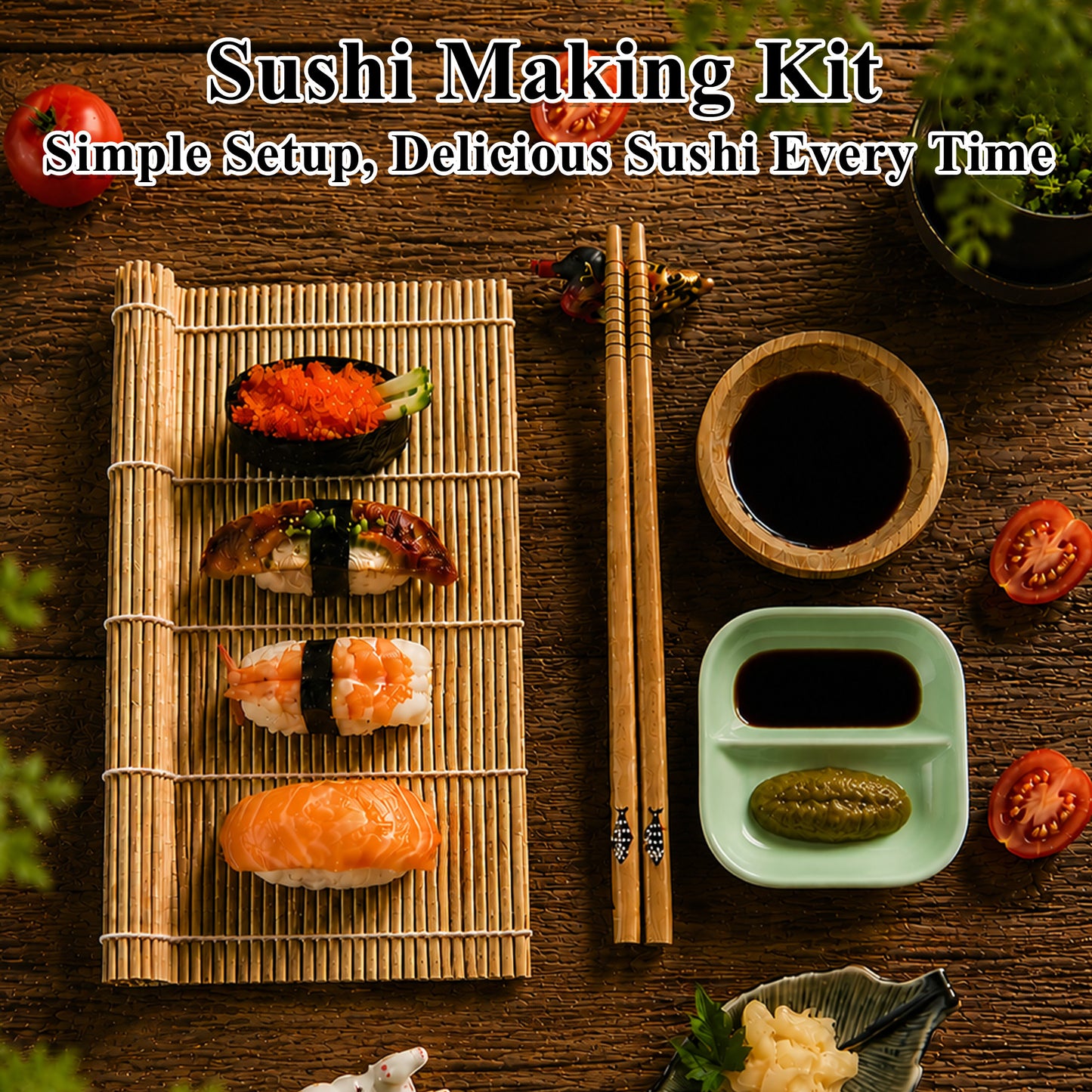 punada 27 Pack Sushi Making Kit for Beginners, Sushi Bazooka Roller, Bamboo Mats, Nigiri Mold with Knife, Chopsticks and Guide Book