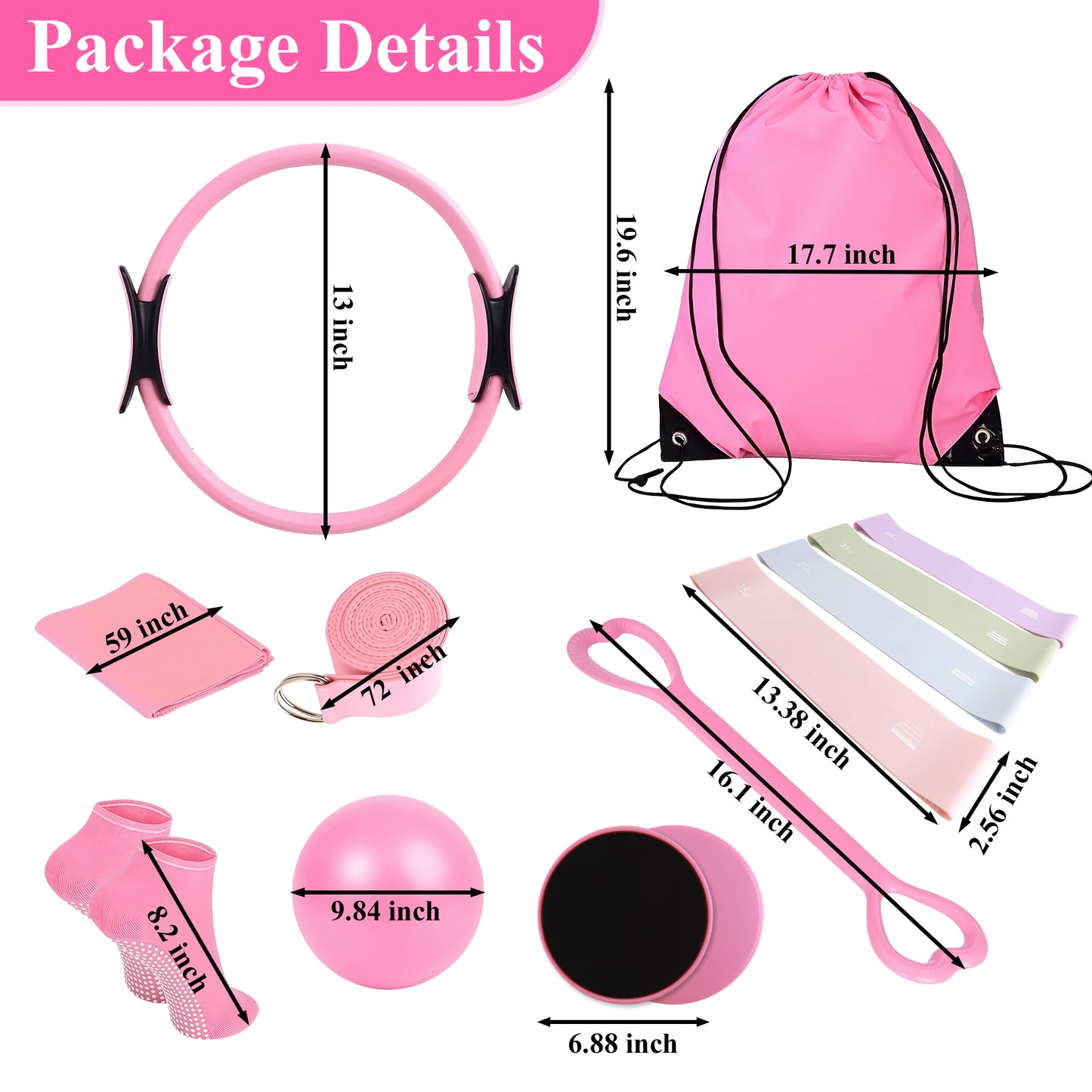 punada Pilates Kit, Pilates Essentials Kit for Women with 14" Pilates Ring and Ball, Pilates Equipment Set with Resistance Bands, Core Sliders, and Accessories for Starter Home Workout
