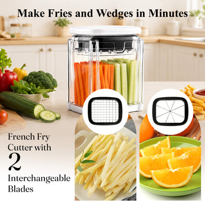 punada French Fry Cutter, Manual Potato Cutter with 2 Interchangeable Blades, Vegetable Chopper & Slicer for Potato, Onion, Carrot, Cucumber & Apple