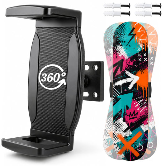 punada Skateboard Wall Mount, 360° Rotating Adjustable Deck Display Rack with Silicone Pads, Extendable Skateboard Holder for Longboard and Scooter