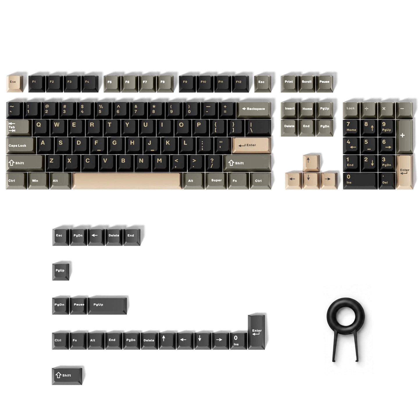 punada Double Shot PBT Keycaps Set, 128 Keys Retro Colorway Keyboard Keycaps, Compatible with 60 65 75 80 Percent and Full Size Gaming Mechanical Keyboard