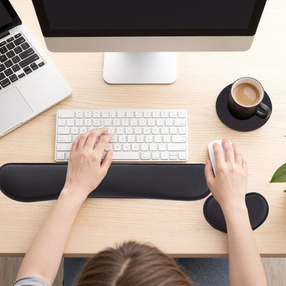 punada Keyboard Wrist Rest, Ergonomic Memory Foam Wrist Rest and Mouse Pad Set with Cup Coaster, Comfortable Stable Grip, Wrist Rest for Computer Keyboard for Typing, Gaming, Office, and Home