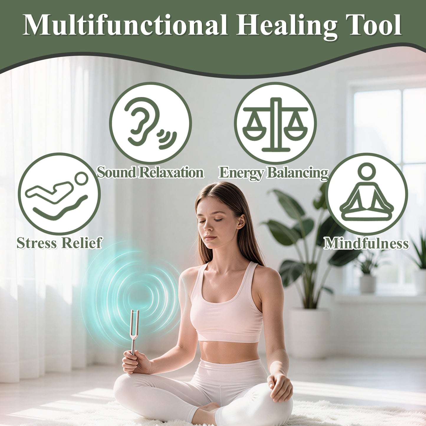 punada Tuning Forks for Healing Set, 128Hz, 136.1Hz, 512Hz, 528Hz Tuning Forks with Activator, Mallet & Bag, for Meditation, Yoga, Relaxation, Sound Healing at Home, Spa, Studio