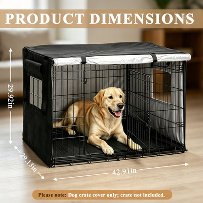 punada Dog Crate Cover 42 Inch, Dog Kennel Cover for Wire Crates with 4-Side Zipper Open Design and 2 Window Panels, Privacy Covers for Indoor Use