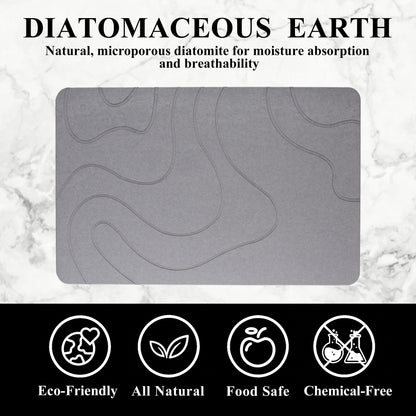 punada Stone Bath Mat, Quick-Dry Non-Slip Diatomaceous Earth Bath Mat, Super Absorbent Stone Shower Mat for Bathroom Floor, Easy to Clean, 23.6 x 15.4 Inch Grey