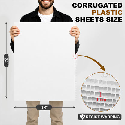 punada Corrugated Plastic Board, 12 Packs 24 x 18 Inch Corrugated Plastic Sheet, Waterproof Poster Board Custom Blank Yard Signs for Outdoor Estate Garage Sale, Birthday Party, Parking, Guidepost