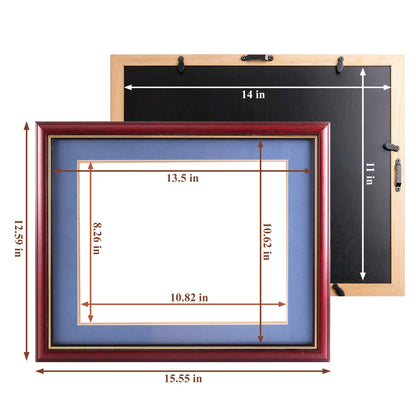 punada Diploma Frame 8.5x11 with Blue Over Gold Mat or 11x14 without Mat, Certificate Degree, Wood Grain with Gold Trim, Graduation Gift