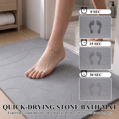 punada Stone Bath Mat, Quick-Dry Non-Slip Diatomaceous Earth Bath Mat, Super Absorbent Stone Shower Mat for Bathroom Floor, Easy to Clean, 23.6 x 15.4 Inch Grey