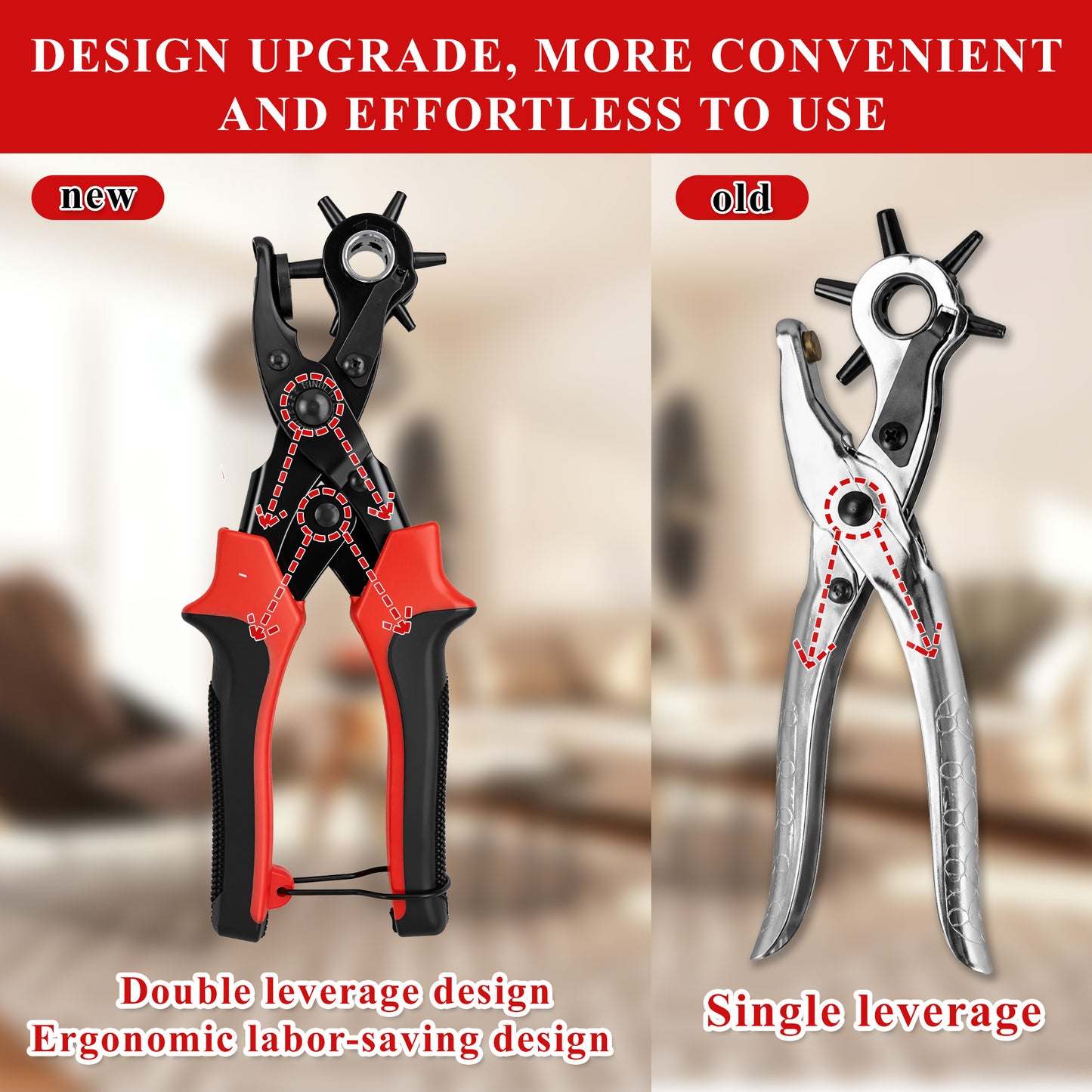 punada Leather Hole Punch, Rotary Belt Hole Puncher for Leather Multi Punch Sizes(2-4.5mm) Hole Punch for Pet Collars, Belts, Diy Home and Craft Projects