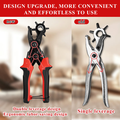 punada Leather Hole Punch, Rotary Belt Hole Puncher for Leather Multi Punch Sizes(2-4.5mm) Hole Punch for Pet Collars, Belts, Diy Home and Craft Projects