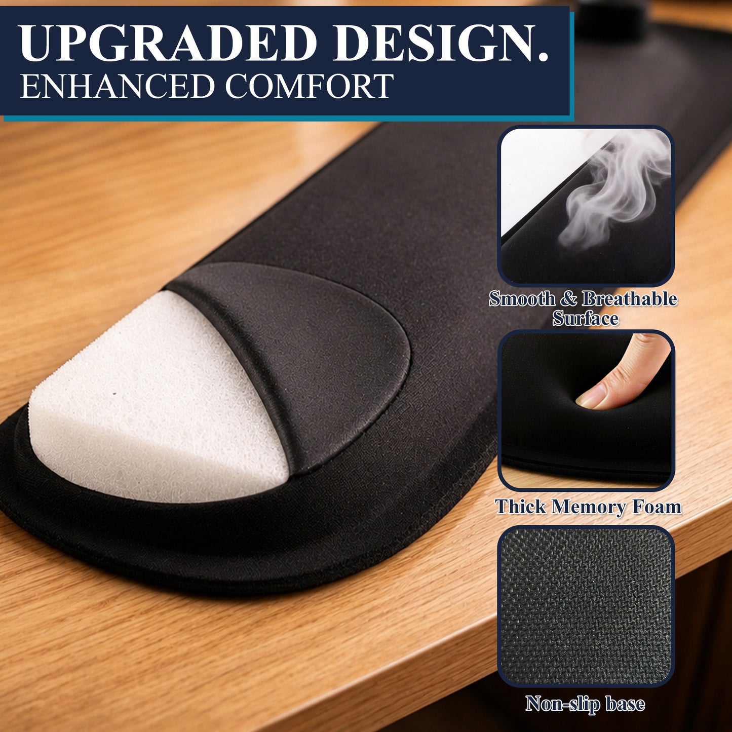punada Keyboard Wrist Rest, Ergonomic Memory Foam Wrist Rest and Mouse Pad Set with Cup Coaster, Comfortable Stable Grip, Wrist Rest for Computer Keyboard for Typing, Gaming, Office, and Home