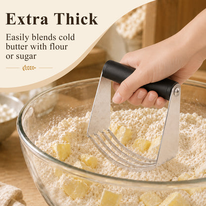 punada Stainless Steel Biscuit Cutter Set, Pastry Blender, Pastry Scraper, Round Cookie Cutters with Handle, Flour Sifter Ball for Baking, Pastry Cutter Set, Professional Baking Dough Tools (4 Pcs)