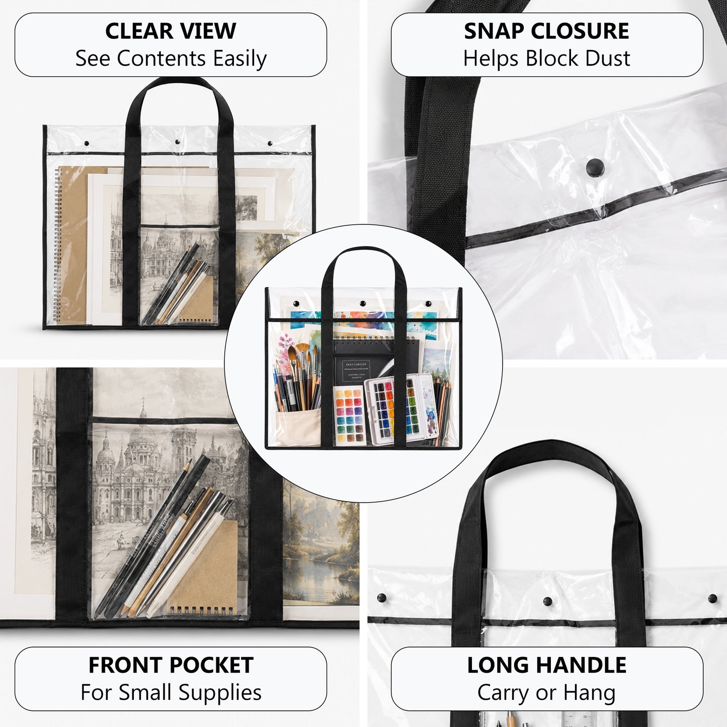 punada 2 Pack Large Art Portfolio Bag, 30.31 x 24.4 Inch Poster Storage Bag with Handle and Pocket for Artwork, Anchor Charts & Classroom Organization