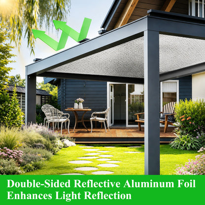 punada Reflective Insulation Roll, 48" x 10 Ft Double-Sided Aluminum Foil Bubble Insulation, Radiant Heat Reflective Insulation Sheet for Window, RV, Roof & Garage Door