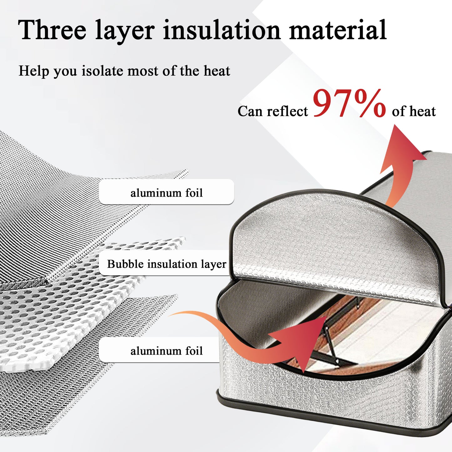 punada Attic Door Insulation Cover, 25" x 54" x 11" Attic Tent with Zipper for Attic Stairs and Ladder, Reflective Heat Barrier Cover for Energy Saving, Dust and Temperature Protection