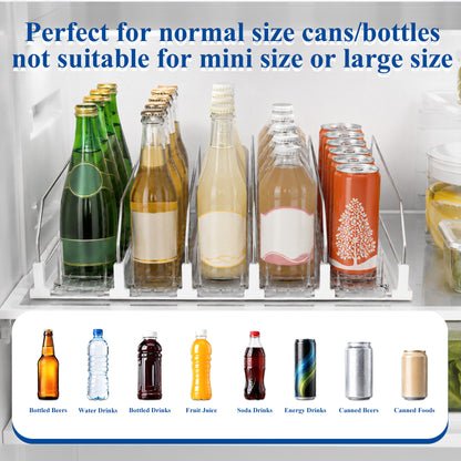 punada Drink Organizer for Fridge, Automatic Pusher Glide Soda Can Organizer for Refrigerator, 5 Rows Fridge Drink Organizer, Adjustable Width-Holds up to 25 Cans,White