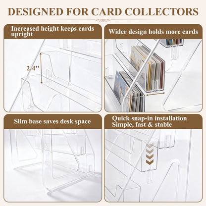 punada 5 Tier Card Display Stand, Clear Vertical Holder for Sports Cards, Greeting Cards, Postcards, Stickers and Brochures, Easy Snap-On Assembly