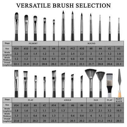 punada 24 Pcs Acrylic Paint Brushes Set for Acrylic Painting, Artist Paint Brushes with Soft Bristles & Comfortable Handles, for Acrylic Oil Watercolor, Canvas, Detail Art, Beginners & Artists