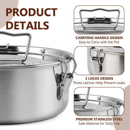 punada Stainless Steel Flan Mold, 304 Flanera Flan Pan with Lid and Handle, 1.5 QT Round Flan Molds for Baking Cheesecake Flan Pudding, Compatible with Pot 6QT/8QT