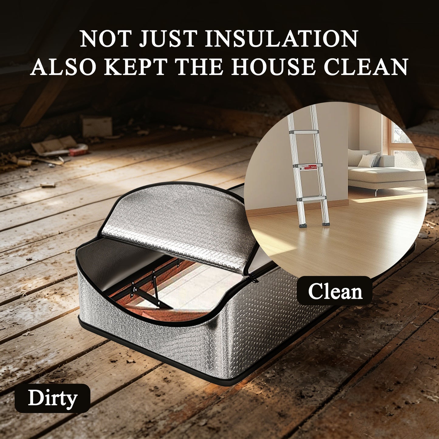 punada Attic Door Insulation Cover, 25" x 54" x 11" Attic Tent with Zipper for Attic Stairs and Ladder, Reflective Heat Barrier Cover for Energy Saving, Dust and Temperature Protection