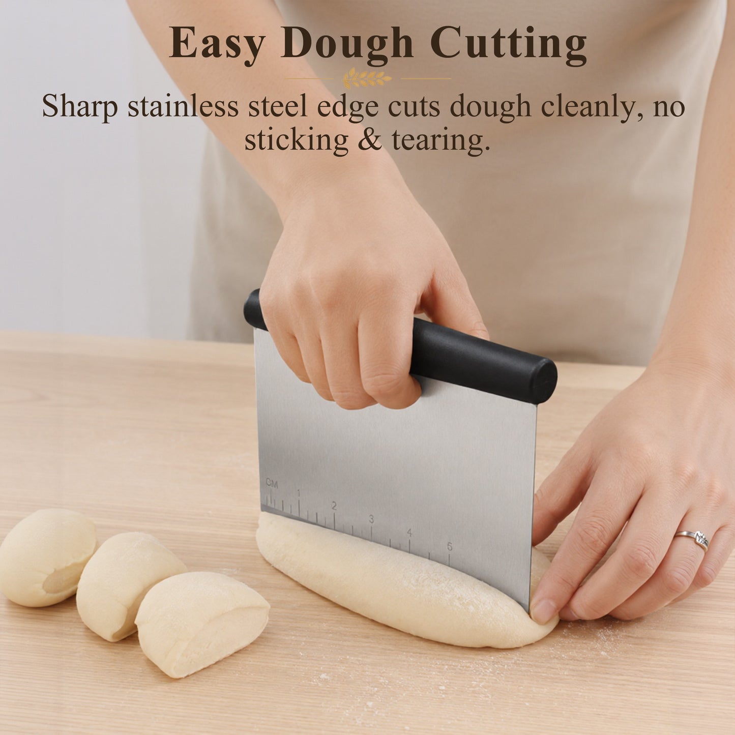 punada Stainless Steel Biscuit Cutter Set, Pastry Blender, Pastry Scraper, Round Cookie Cutters with Handle, Flour Sifter Ball for Baking, Pastry Cutter Set, Professional Baking Dough Tools (4 Pcs)