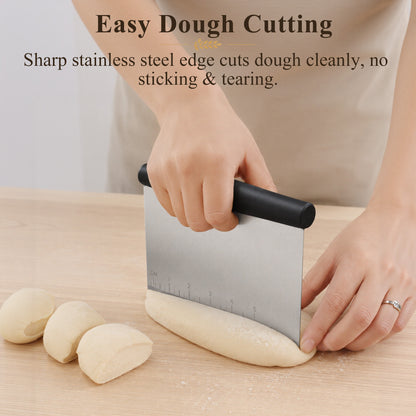 punada Stainless Steel Biscuit Cutter Set, Pastry Blender, Pastry Scraper, Round Cookie Cutters with Handle, Flour Sifter Ball for Baking, Pastry Cutter Set, Professional Baking Dough Tools (4 Pcs)
