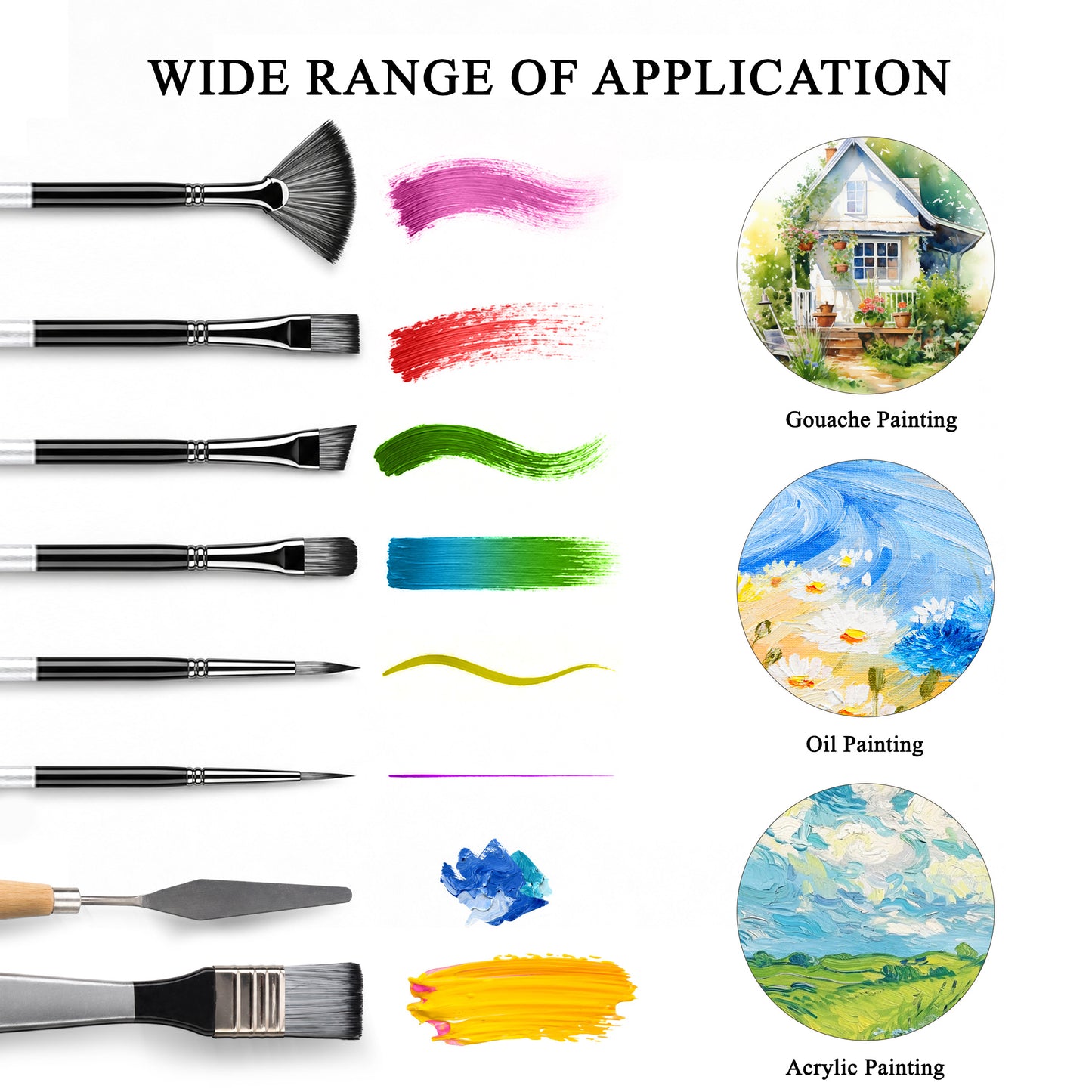 punada 24 Pcs Acrylic Paint Brushes Set for Acrylic Painting, Artist Paint Brushes with Soft Bristles & Comfortable Handles, for Acrylic Oil Watercolor, Canvas, Detail Art, Beginners & Artists