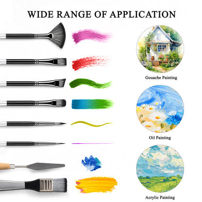 punada 24 Pcs Acrylic Paint Brushes Set for Acrylic Painting, Artist Paint Brushes with Soft Bristles & Comfortable Handles, for Acrylic Oil Watercolor, Canvas, Detail Art, Beginners & Artists