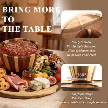 punada Acacia Wood Cake Stand with Lid, 11" Round Cake Stand with Acrylic Dome, 2-in-1 Dessert Display for Cake, Cheese, Chips, Fruit & Snacks