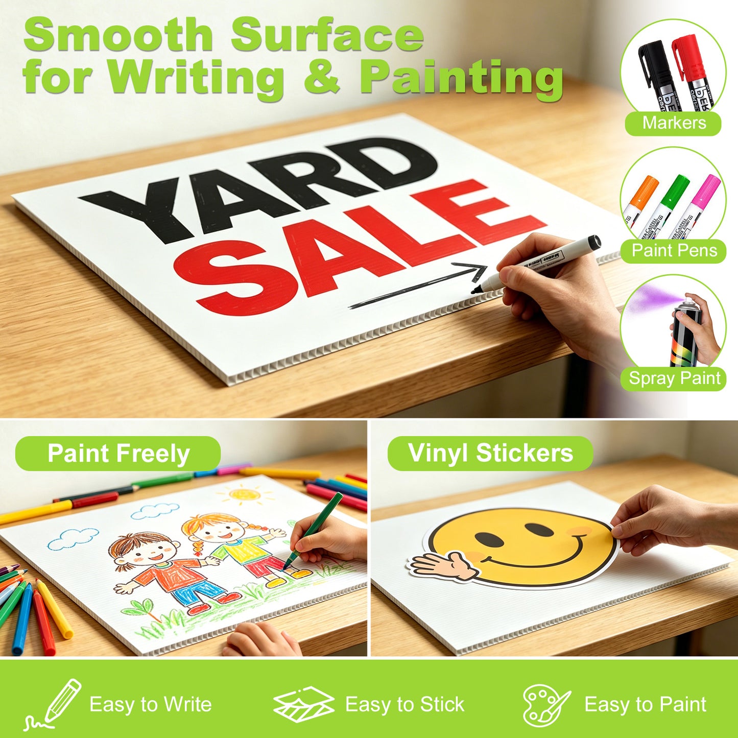 punada Corrugated Plastic Board, 5 Packs 24 x 36 Inch Corrugated Plastic Sheet, Waterproof Poster Board Custom Blank Yard Signs for Outdoor Estate Garage Sale, Birthday Party, Parking, Guidepost