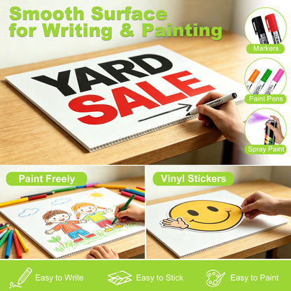 punada Corrugated Plastic Board, 5 Packs 24 x 36 Inch Corrugated Plastic Sheet, Waterproof Poster Board Custom Blank Yard Signs for Outdoor Estate Garage Sale, Birthday Party, Parking, Guidepost